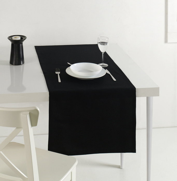 Hermia Roma - Black Runner de Mesa, 50 x 170 cm, Negro